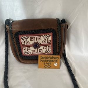 Handmade leather purse,intricate beading amethyst stone multi pockets inside